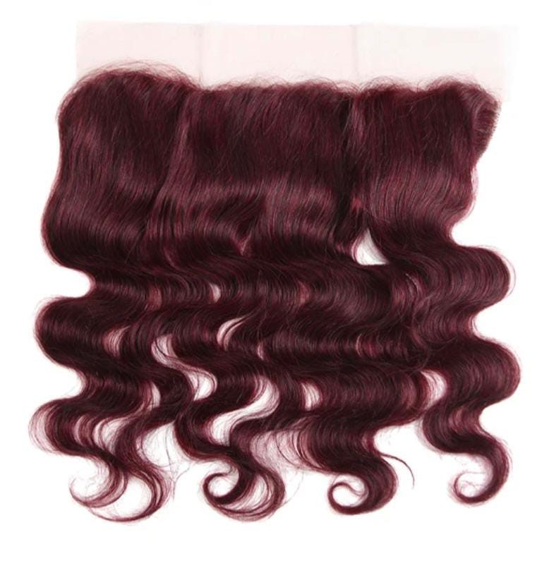 MG Hair 13x5 Frontal Lace Closure – Body Wave, Burgundy #59, 18" - Premium Indian Human Hair Extensions Wholesale Supplier
