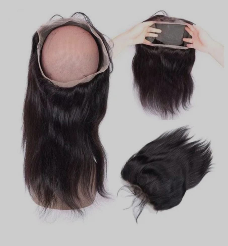 MG Hair 360 Frontal Lace Closure – Silky Straight, 1B Natural Black, 20" - Premium Indian Human Hair Extensions Wholesale Supplier