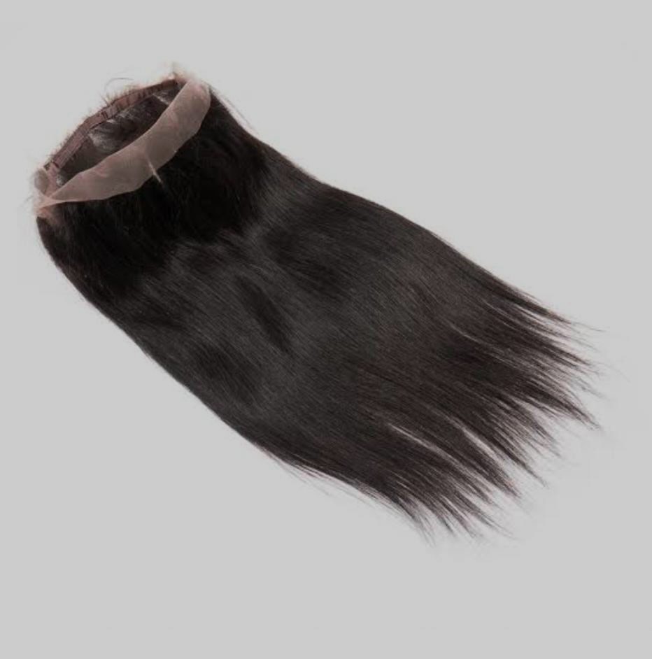 MG Hair 360 Frontal Lace Closure – Bone Straight, 1B Natural Black, 22" - Premium Indian Human Hair Extensions Wholesale Supplier