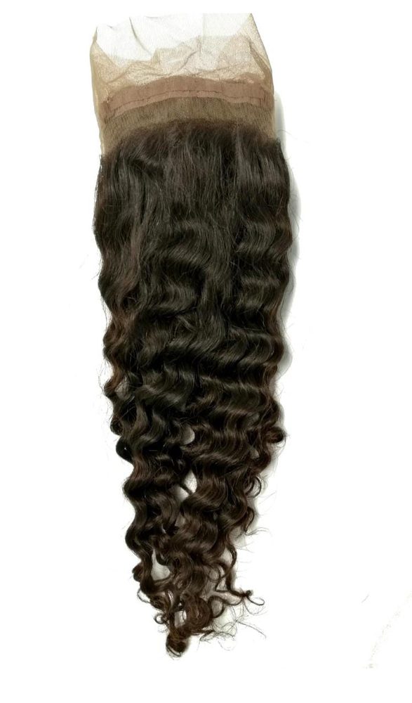 MG Hair 360 Frontal Lace Closure – Deep Wave, Natural Color, 24" - Premium Indian Human Hair Extensions Wholesale Supplier