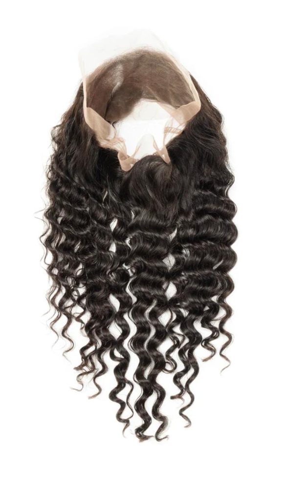 MG Hair 360 Frontal Lace Closure – Deep Curly, 1B Natural Black, 18" - Premium Indian Human Hair Extensions Wholesale Supplier